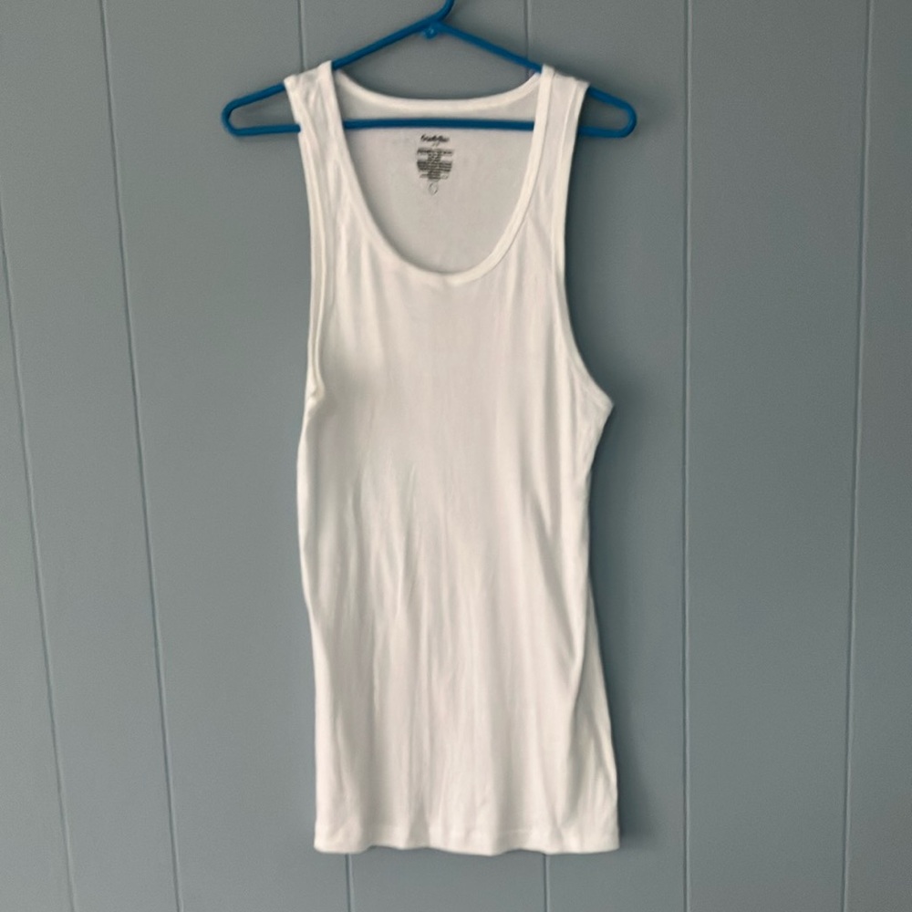Men’s L Goodfellow Ribbed White Cotton Undershirt Tank Top